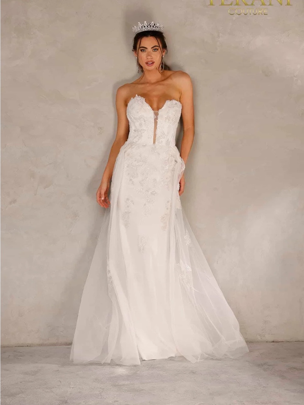 Terani Couture 4055 White Strapless Bridal Gown